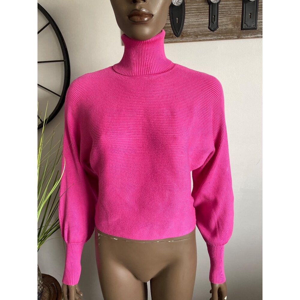 PINK ROSE Womens Ribbed Turtleneck Sweater Pink Size XS